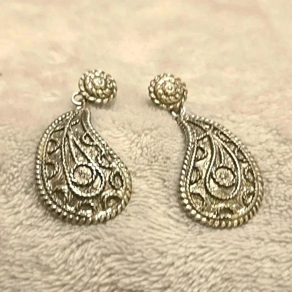 #388 VINTAGE Original By Robert silver tone earring - Picture 2 of 5